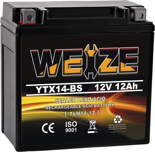 Vista 15 de Weize YTX9-BS - Batería libre de mantenimiento de plomo-ácido para motocicleta, ATV, Honda, Polaris, Suzuki