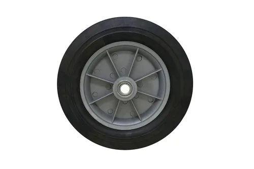 Vista 3 de Shepherd Hardware 9653 Rueda de repuesto para carretilla de mano de 12 pulgadas, goma maciza, banda de rodadura acanalada de 2-5/8 pulgadas, eje