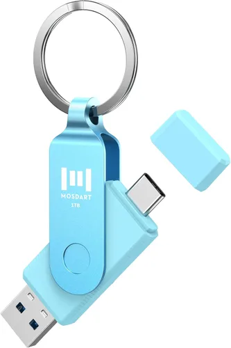 Vista 15 de MOSDART ExFAT - Memoria USB C 3.2 de 64 GB de velocidad rápida C y A, con llavero e indicador LED, para iPhone 15, 16, 17, teléfono Android, iPad
