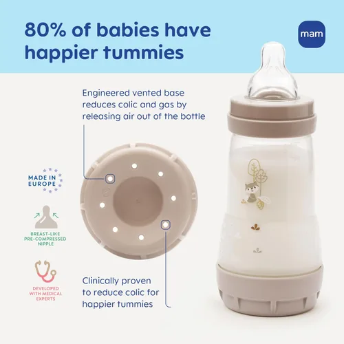 Vista 2 de MAM Easy Start Biberones anticólicos para bebés, flujo extra lento, biberón de silicona tipo seno para lactancia, reduce el cólico, los gases