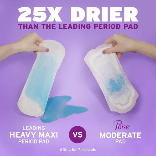 Vista 6 de Poise Almohadillas de incontinencia posparto para mujer, máxima absorción, largas, diseño original, 27