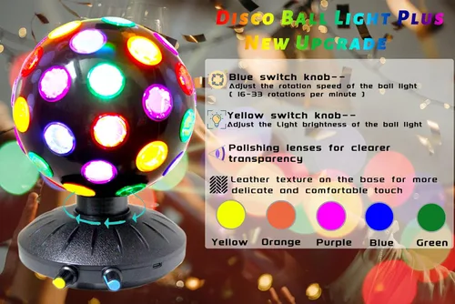 Vista 4 de Proyector de luz nocturna LED de bola de discoteca giratoria de 360°, lámpara ajustable de brillo para fiestas, iluminación, Halloween, Navidad