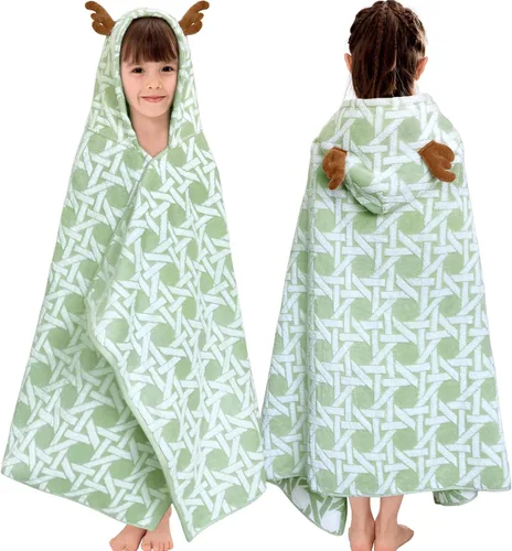 Vista 40 de VOOVA & MOVAS Poncho toallas para niños (4-8 años), de secado rápido, ligeras, absorbentes, de algodón, con capucha, bata para piscina, natación