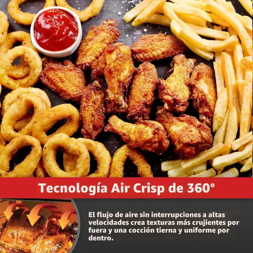 Vista 4 de Emeril Lagasse Everyday 360 Freidora de aire de acero inoxidable, tecnología de cocción rápida de 360°, capacidad XL, 9 en 1, 12 funciones