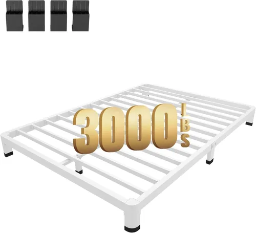Vista 19 de MAF Marco de cama de plataforma de metal King de 14 pulgadas con patas de esquina redondas, soporte de listones de acero resistente de 3000 libras