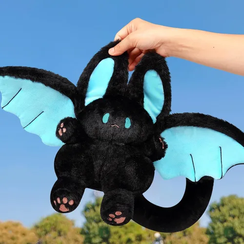 Vista 2 de PEACH CAT Almohada de peluche Kawaii de murciélago conejo lindo peluche de murciélago conejo para niños Negro 30 cm