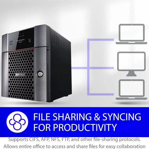 Vista 4 de BUFFALO TeraStation 3420DN NAS de escritorio SMB de 4 bahías de 16 TB (2 x 8 TB) con discos duros incluidos Almacenamiento conectado a la red