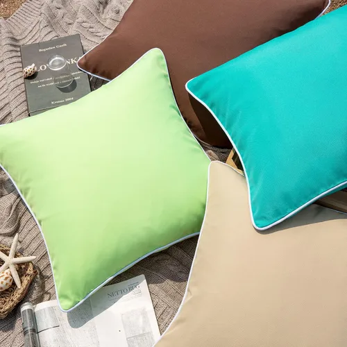 Vista 6 de Phantoscope Paquete de 2 fundas de almohada decorativas para exteriores, impermeables, sólidas, decorativas, cuadradas, para exteriores, patio