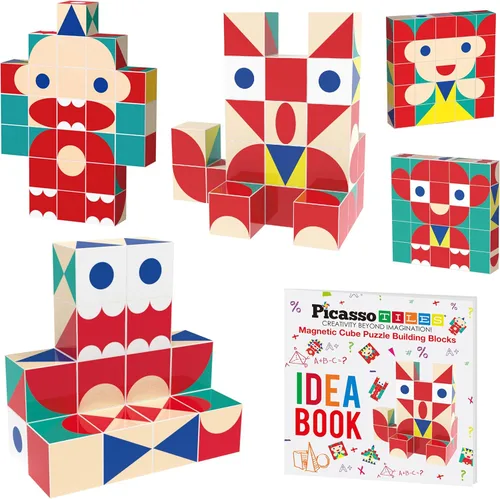 Vista 10 de PicassoTiles Cubo magnético Bloques de construcción de 1.2 pulgadas, cubos magnéticos, juguete de construcción, juguetes sensoriales educativos
