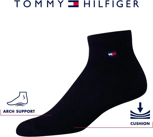 Vista 3 de Tommy Hilfiger Calcetines deportivos para hombre, calcetines tobilleros de corte de cuarto (12 unidades)