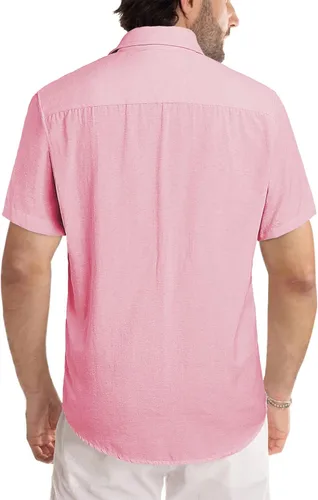 Vista 77 de JMIERR Camisas de vestir a rayas con botones y manga corta para hombre