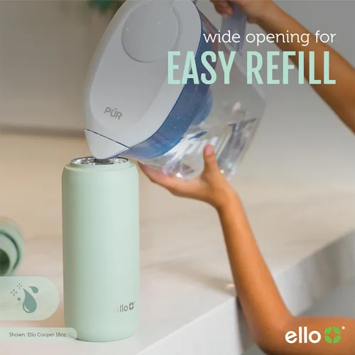 Vista 32 de Ello Cooper Twist - Botella de agua de acero inoxidable de 32 onzas con tapa popote A prueba de fugas Doble pared y aislada al vacío Asa
