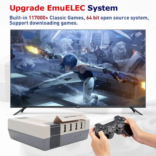 Vista 3 de Kinhank 117000+ Retro Game Console,Super Console X Cube Mini Classic Video Games, Gaming Systems for TV,Plug and Play,Compatible with PS1PSPDCMAME