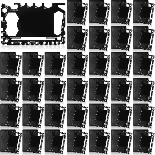 Vista 8 de Cholemy 1 cartera para tarjetas de crédito, multiherramienta 46 en 1, herramienta de bolsillo de supervivencia de metal de acero inoxidable