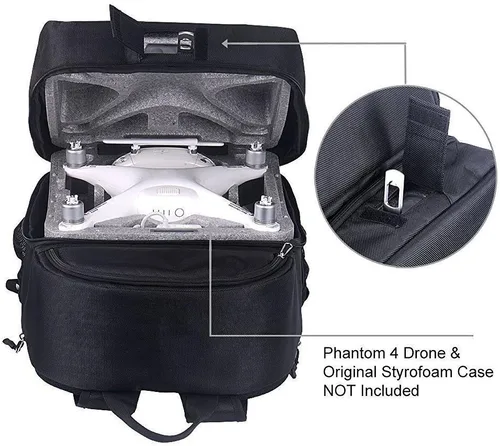 Vista 4 de Smatree Mochila rígida compatible con DJI Phantom 4/4 Pro (funda de espuma de poliestireno original, batería Phantom 4, hélices no incluidas)