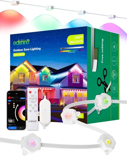 Vista 12 de EDISHINE Luces permanentes para exteriores de 60 pies para casa, 40 luces LED RGBW con aplicación/control remoto, 50 modos de escena para decoración