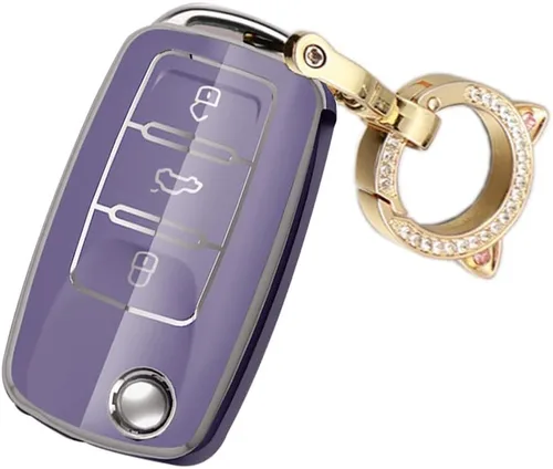 Vista 9 de ontto Funda para llave de coche para Volkswagen Jetta Beetle Tiguan Passat Golf MK6 Polo Negro, Negro