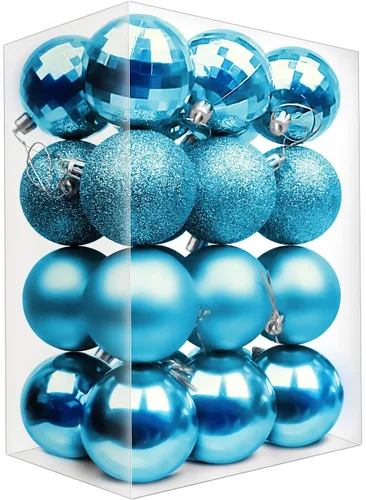 Vista 19 de Emopeak 24 bolas decorativas para árbol de Navidad, 4 estilos inastillables, decoración de árbol de Navidad, esferas colgantes para decoración