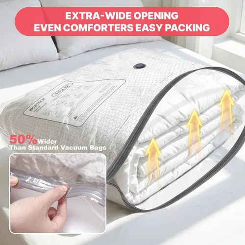 Vista 3 de IDEATECH Paquete de 6 bolsas de almacenamiento al vacío con bomba eléctrica, bolsas de sellado al vacío jumbo para ropa, ropa de cama y mantas