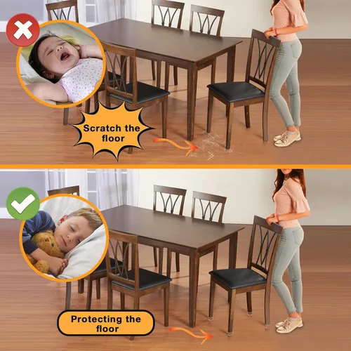 Vista 5 de 32 piezas de protectores de suelo para patas de silla cuadradas, protectores de patas de silla de silicona para suelos de madera dura, tapas
