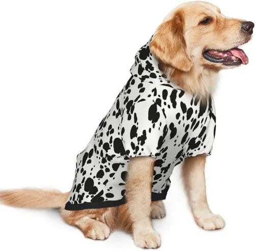 Vista 2 de Disfraz de perro dálmata de Halloween, lindos animales, ropa de invierno con estampado de dálmatas, suéteres para Halloween, cosplay, otoño