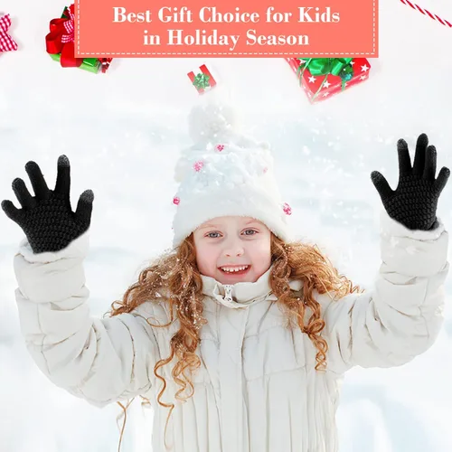 Vista 6 de Coume 4 pares de guantes de punto para pantalla táctil de invierno para niños