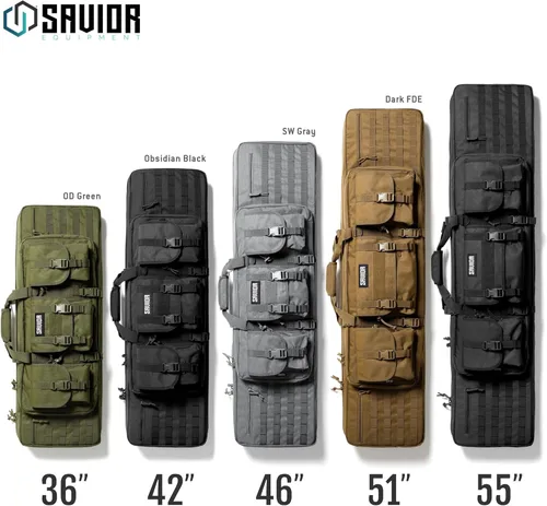 Vista 6 de Savior Equipment American Classic - Bolsa táctica doble para armas largas, estuche de transporte para pistola con correa de mochila, compartimento