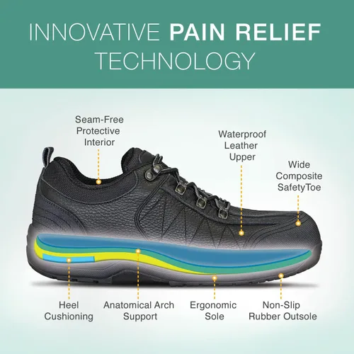 Vista 3 de Orthofeet Zapatos ortopédicos de trabajo de dolomita de cuero para hombre