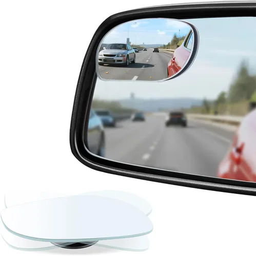 Vista 11 de LivTee Espejo de punto ciego, espejo retrovisor convexo sin marco de vidrio HD con forma de ventilador con ángulo amplio ajustable para vehículos