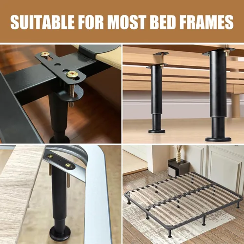 Vista 23 de 4 patas de soporte central de altura ajustable de metal para marco de cama, patas de soporte de cama para listones de madera, reemplazo de patas