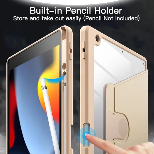 Vista 5 de JETech Funda giratoria para iPad 9/8/7 (10.2 pulgadas, modelo 2021/2020/2019, 9ª/8ª/7ª generación) con soporte para lápiz, rotación de 360 grados