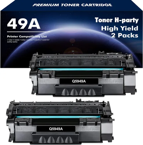 Cartucho de tóner negro 49A, paquete de 2 piezas de repuesto para HP 49A Q5949A Q7553A 53A para HP LaserJet 1320 Cartucho de tóner para P2015 1320tn