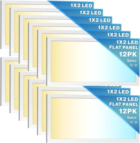 Vista 9 de Sunco - Paquete de 12 luces LED de panel plano de 1x4, CCT doble seleccionable 3500K/4000K/5000K y potencia seleccionable 30W/40W/46W, 5700LM