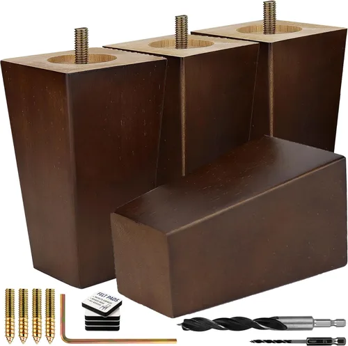 Vista 20 de Airy Abode Patas cuadradas premium de muebles en negro (kit de instalación completa) - Elige tu
