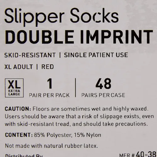 Vista 4 de McKesson Unisex Non-skid Slipper Socks Adult Sz. 7.5 to 10 Red