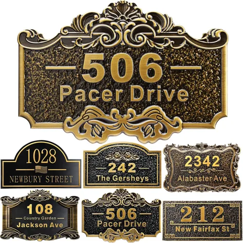 Vista 44 de Placa personalizada de dirección de casa de 12 pulgadas, números fundidos para exteriores, placa de señal de dirección personalizada con nombre