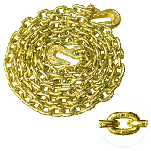 Vista 13 de YATOINTO G80 Cadena de carpeta de transporte 1/2 pulgada x 3 metros Cadena de seguridad/sujeción con ganchos Clevis de agarre Carga de trabajo