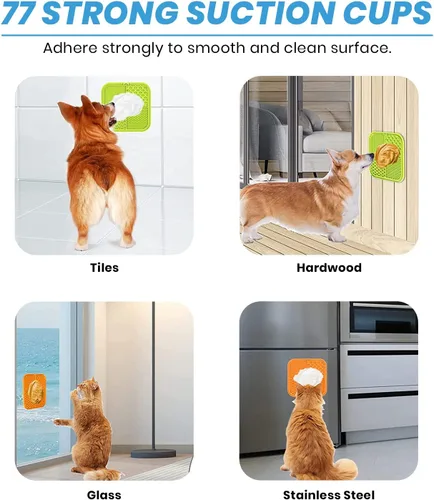 Vista 6 de Alfombrilla para lamer para perros 2 alfombrillas de alimentación lenta para perros Almohadilla de silicona para lamer con ventosas para aliviar