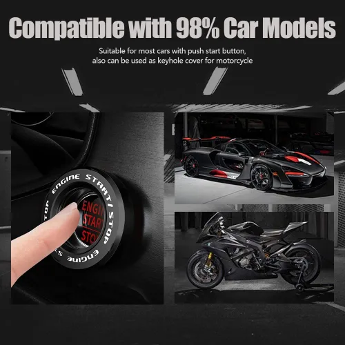 Vista 4 de Tybasthe Cubierta giratoria de Joker del botón de oprimir el arranque y apagado del motor del automóvil, calcomanías geniales de decoración