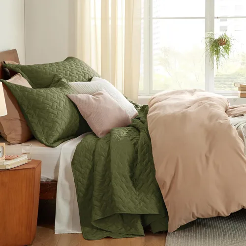 Vista 121 de Bedsure Colchas de tamaño Queen – Colchas ligeras tamaño Queen con patrón de tejido de canasta, ropa de cama suave, edredón de rosa polvorienta