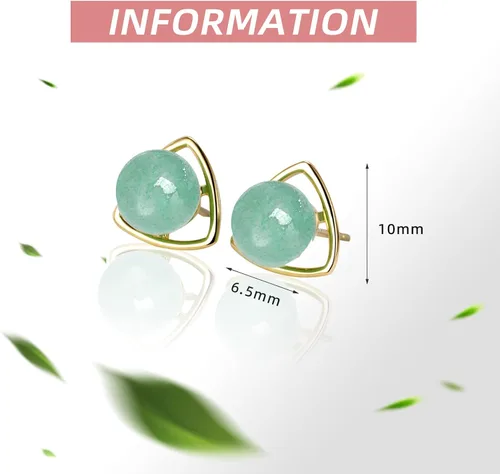 Vista 81 de Jade Earrings Studs,Green Jade Earrings for Women,925 Sterling Silver Earrings Studs for Sensitive Ears,Handmade Jade Earrings for Birthday