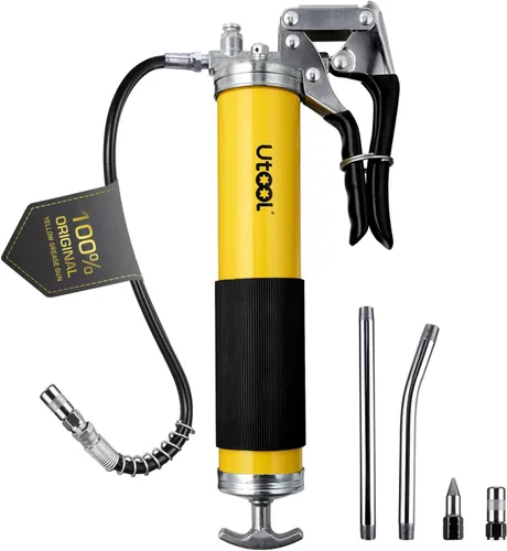 Vista 12 de UTOOL Pistola de engrase, kit de pistola de engrase resistente de 8000 PSI con capacidad de 14 onzas, manguera flexible de resina de 18 pulgadas, 1