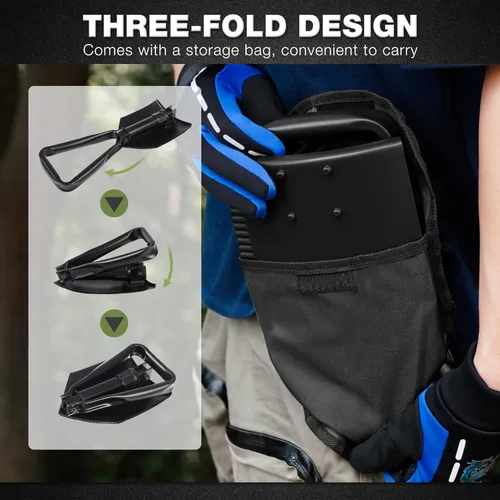 Vista 5 de REDCAMP Pala Plegable de Supervivencia para Camping de 23" con Funda, Pala Táctica de Acero al Manganeso de Servicio Pesado con Mango de Tres