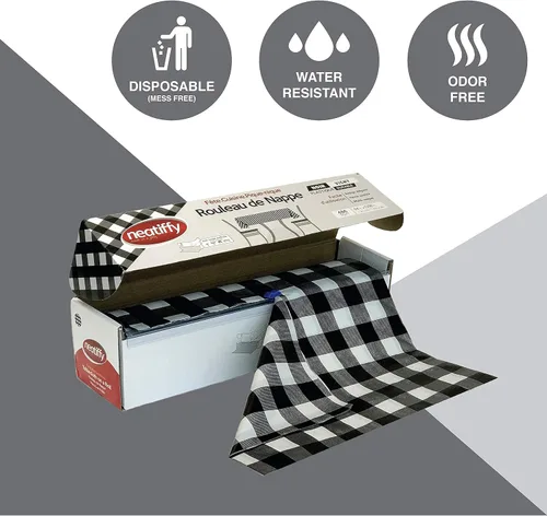 Vista 8 de Neatiffy Rollo de mantel de plástico desechable 54 pulgadas x 108 pies Mantel para mesas rectangulares, cuadradas, redondas ovaladas picnic