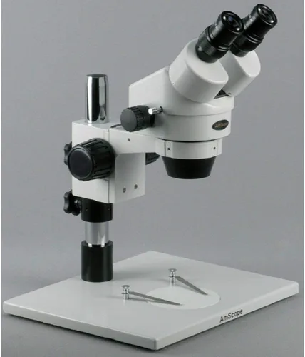 Vista 2 de AmScope Microscopio profesional de zoom estéreo binocular SM-1BZ, oculares WH10x, aumento de 3.5x-90x, objetivo de zoom 0.7X-4.5X, iluminación