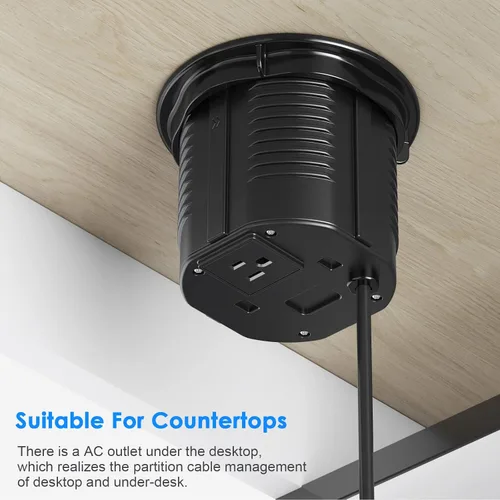 Vista 7 de ANNQUAN Toma de corriente desplegable de 4.7 pulgadas para encimera con cargador inalámbrico de 15 W, 4 tomas, 1 USB-C, 1 USB-A, toma de corriente