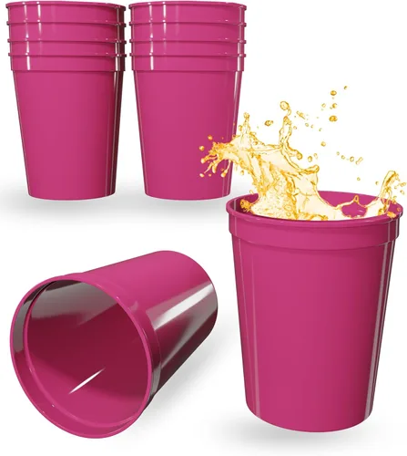 Vista 12 de PartyPrints Paquete de 100 vasos de plástico en blanco reutilizables de 16 onzas, vasos de estadio a granel, sin BPA, aptos para lavavajillas, vasos