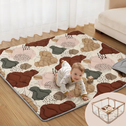 Vista 21 de Blissful Diary Alfombras de Juego para Bebés para el Piso, Alfombra de 50x50 para Gatear para el Parque Infantil, Almohadillas de Espuma de Espesor