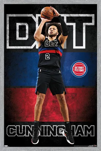Vista 15 de Trends International NBA Detroit Pistons - Póster de pared de Cade Cunningham 23, 22.4 pulgadas de largo x 14.7 pulgadas, versión enmarcada