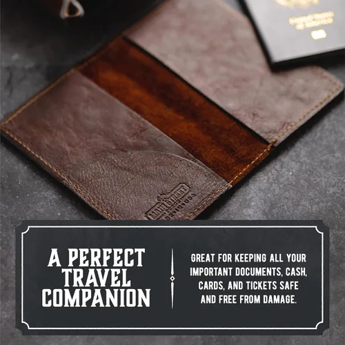 Vista 3 de Funda de cuero para pasaporte para hombre, fabricada en Estados Unidos, funda para notas de campo de 3.5 x 5.5 pulgadas, Mordedura de serpiente